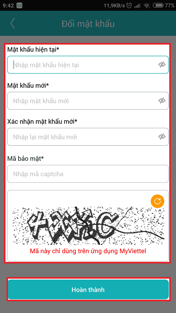 Đổi mật khẩu My Viettel