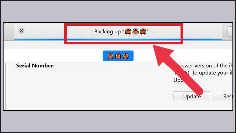 Màn hình sẽ hiện “Backing up + (tên điện thoại của bạn)”