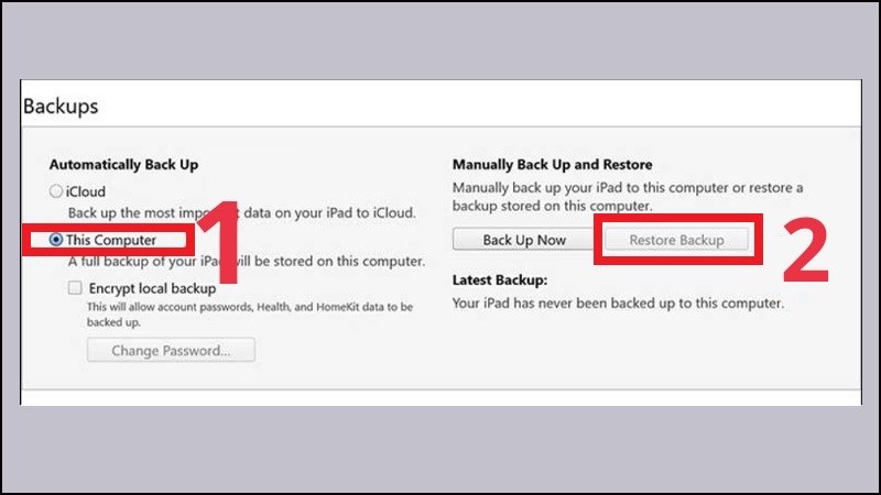 Chọn mở “This Computer” và sau đó nhấn vào“Restore Backup”