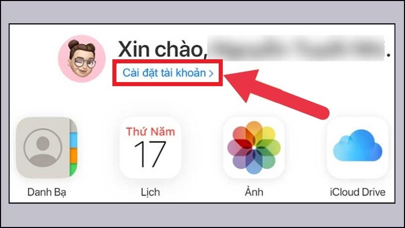 Vào mục tùy chỉnh “Cài đặt tài khoản”