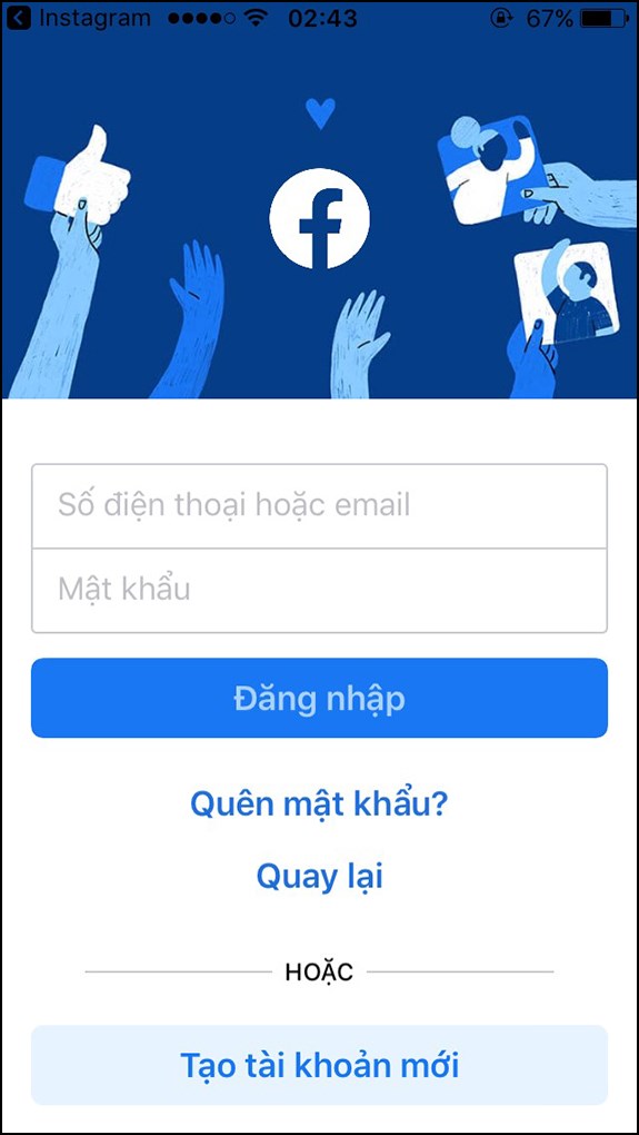 Đăng nhập Facebook muốn liên kết