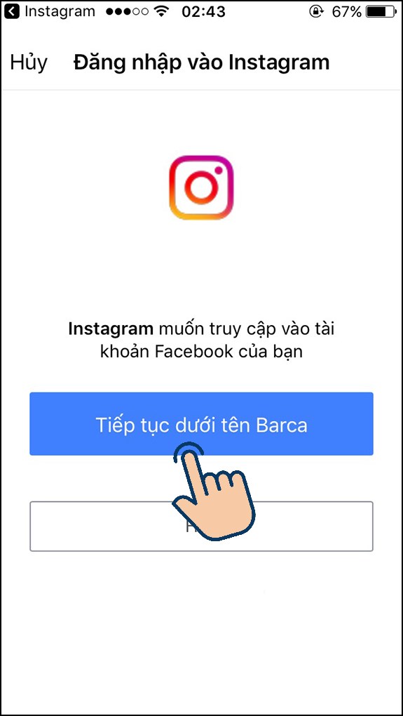 Bạn hãy cấp quyền truy cập Facebook cho Instagram.