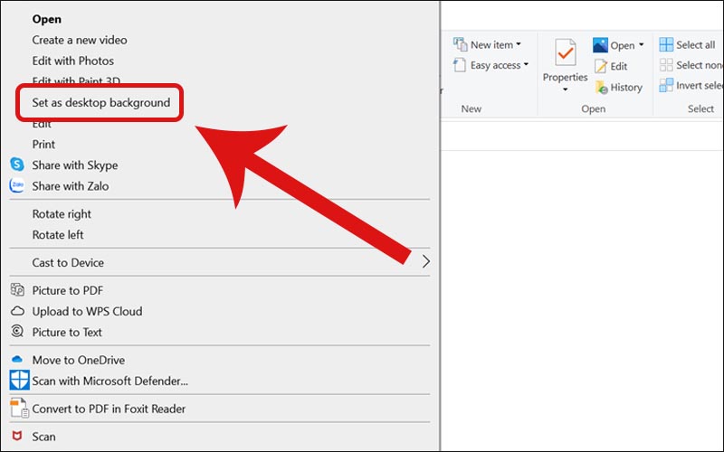 Chọn Set as desktop background