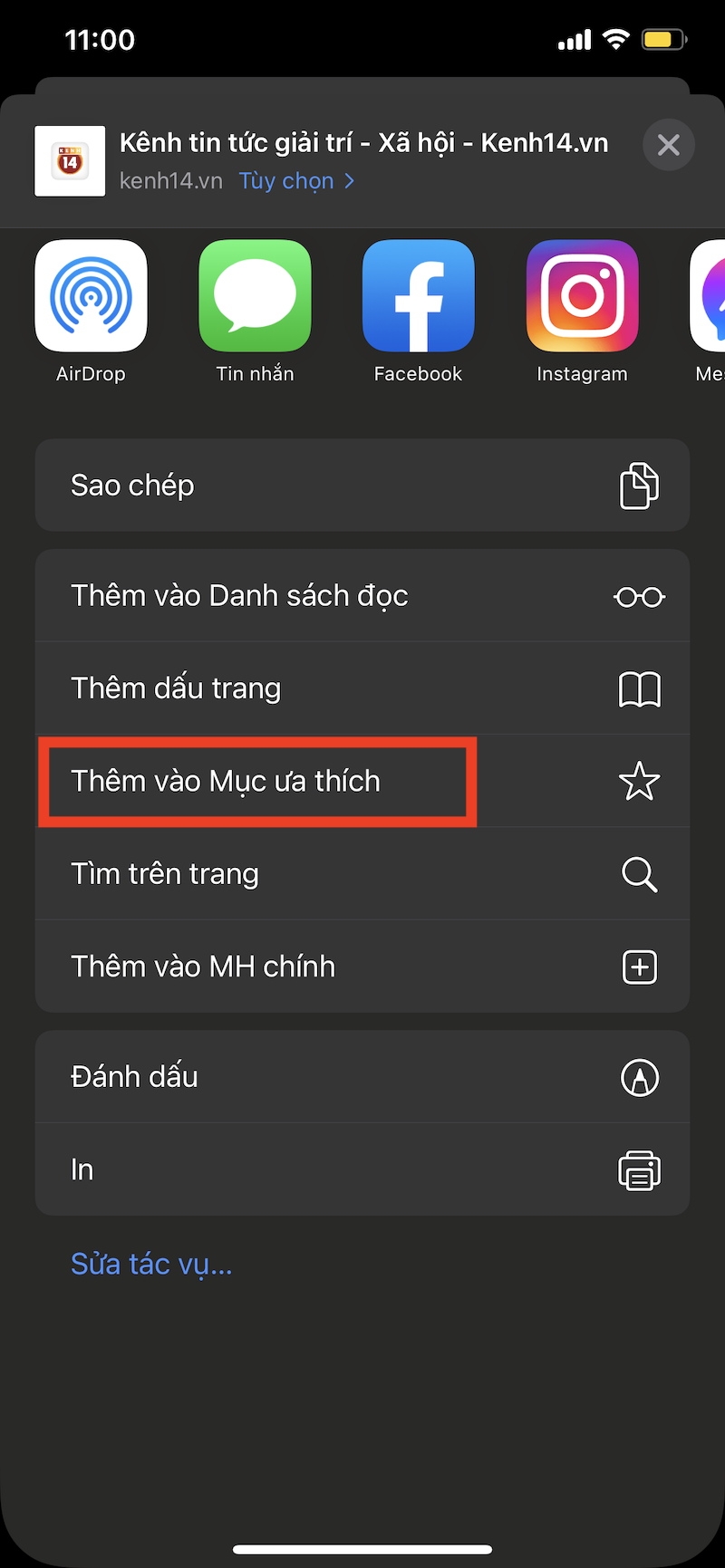 Cách lưu trang web trên điện thoại