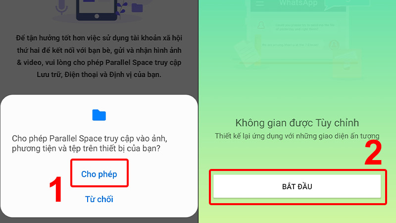 Cho phép ứng dụng truy cập ảnh và phương tiện sau đó nhấn Bắt đầu