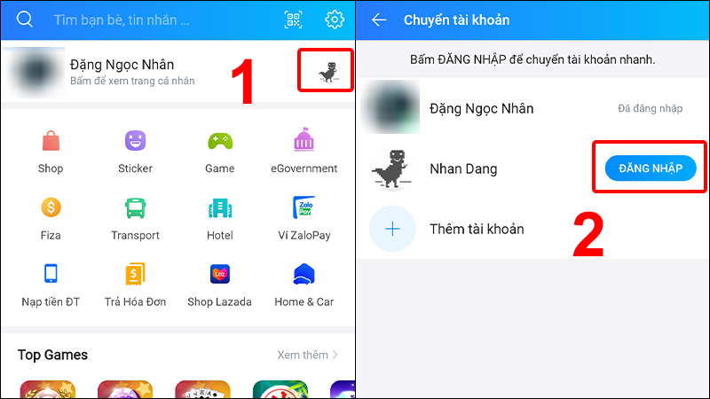 Sử dụng tính năng chuyển tài khoản Zalo