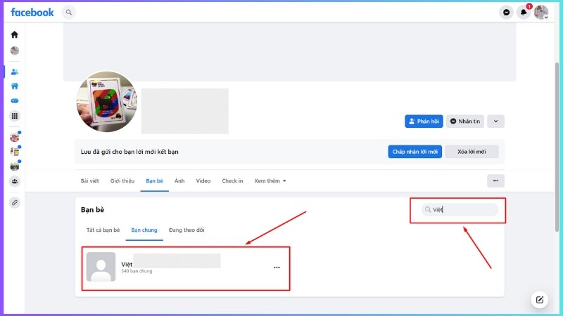 Tìm bạn chung cụ thể trên Facebook bằng máy tính (bước 2)
