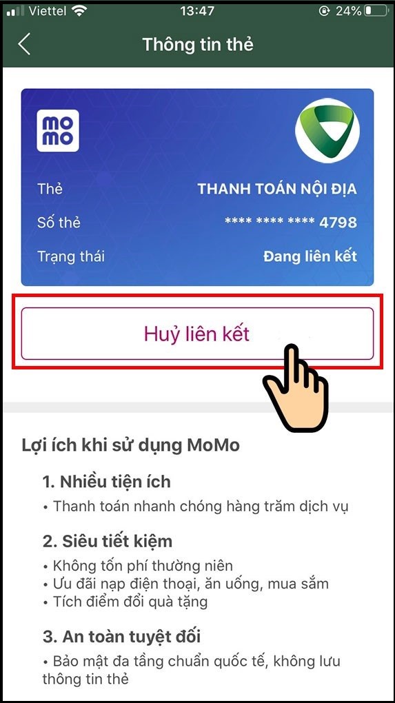 Bấm chọn Ngừng liên kết