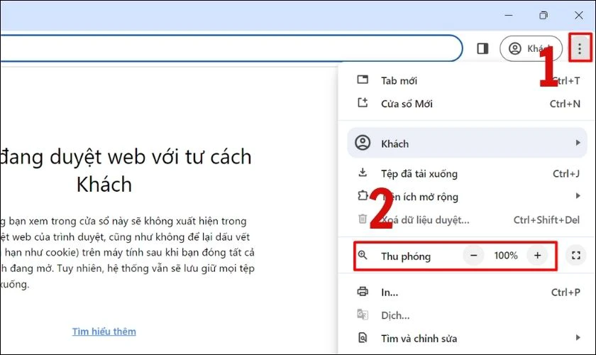 Cách thu nhỏ, phóng to trên trình duyệt Internet