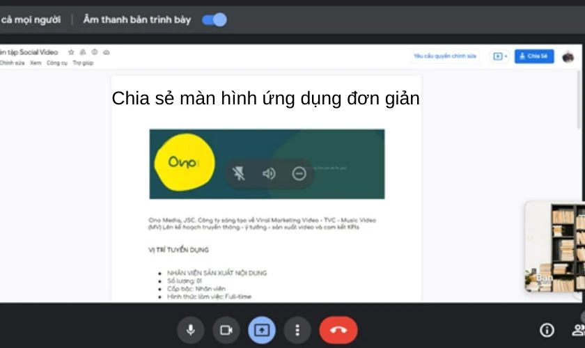 Cách chia sẻ màn hình Google Meet qua các ứng dụng