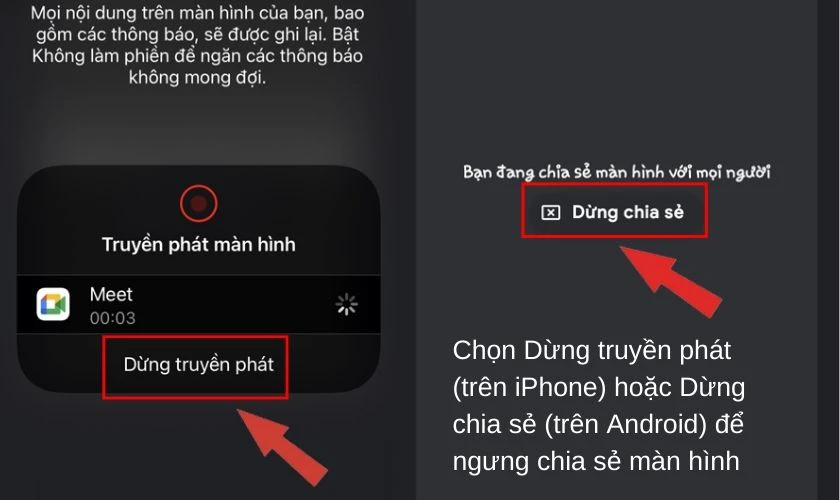 Cách dừng chia sẻ màn hình trên điện thoại