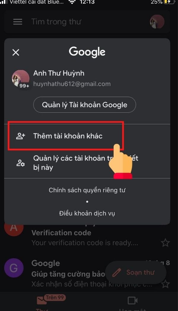 Cách thêm tài khoản gmail, đăng nhập nhiều tài khoản Gmail trên iPhone, Android