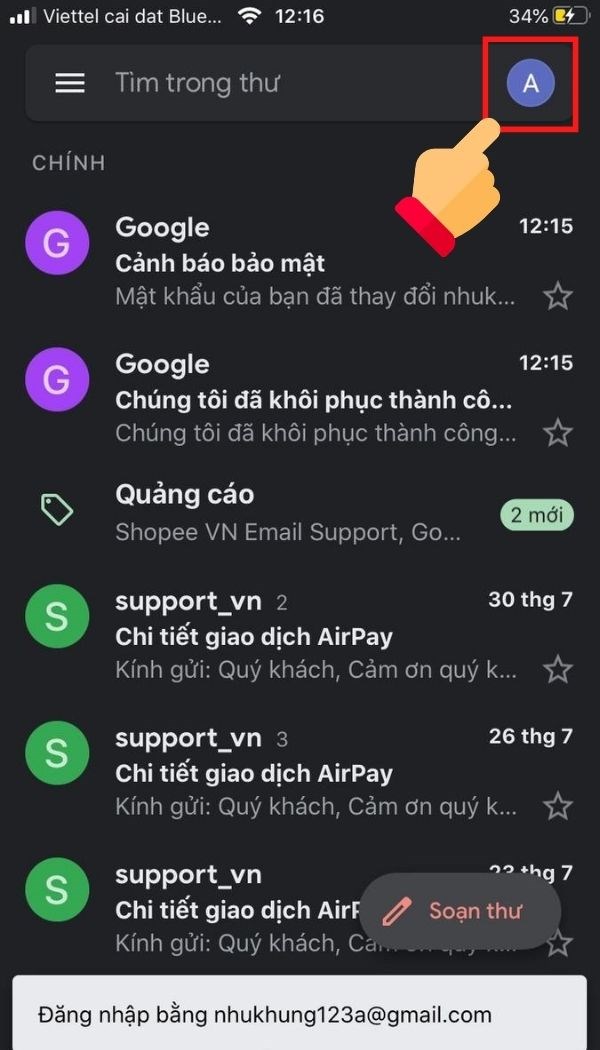 Cách thêm tài khoản gmail, đăng nhập nhiều tài khoản Gmail trên iPhone, Android