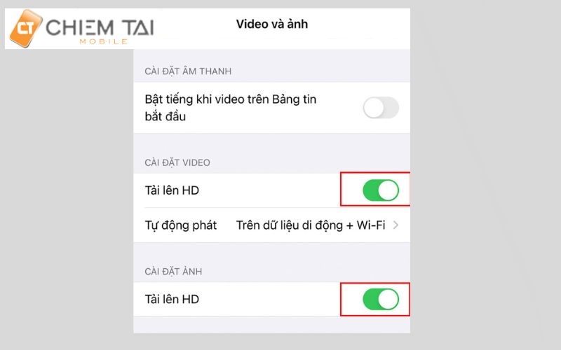 cài đặt chất lượng ảnh trên facebook trên iPhone