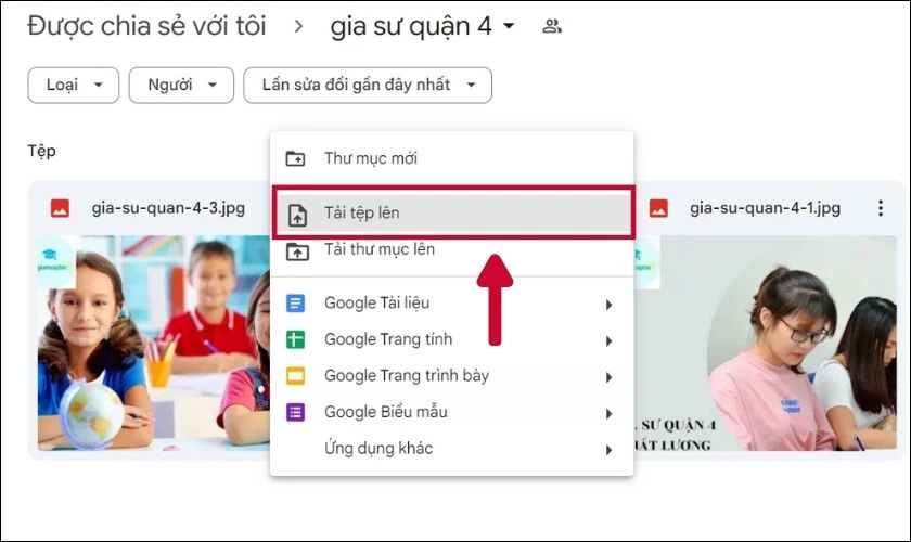 Cách đăng tải ảnh, video và tập tin lên Google Drive của người khác bằng máy tính