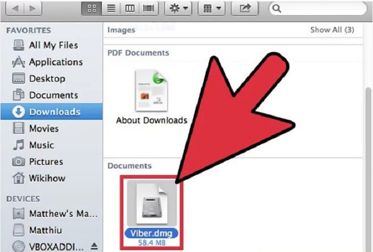 Bạn nháy đúp chuột vào file có tên Viber.dmg.
