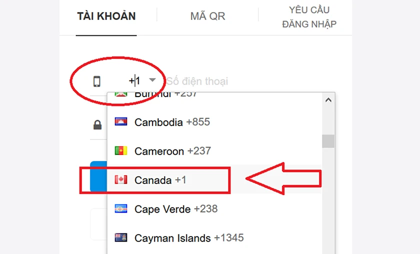 chọn Canada.