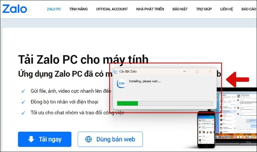 cài đặt Zalo PC trên máy tính