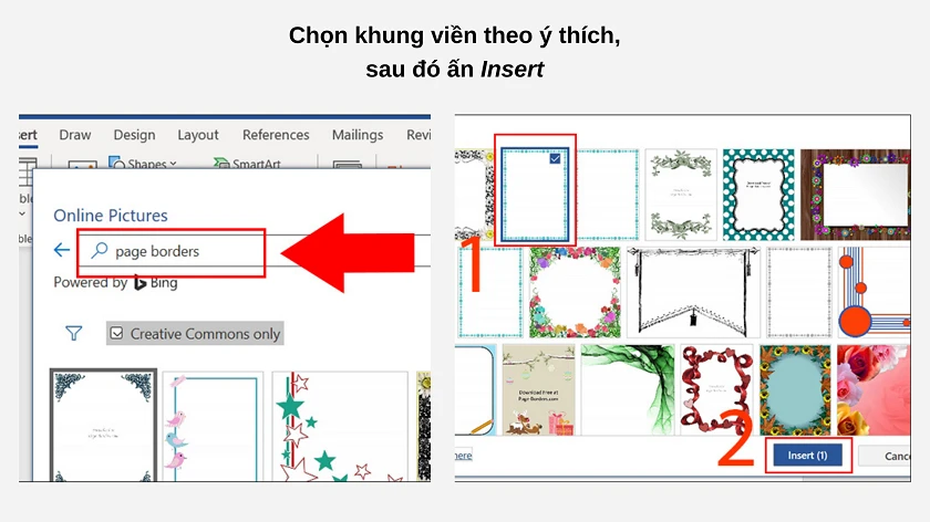 Chọn khung viền theo ý thích