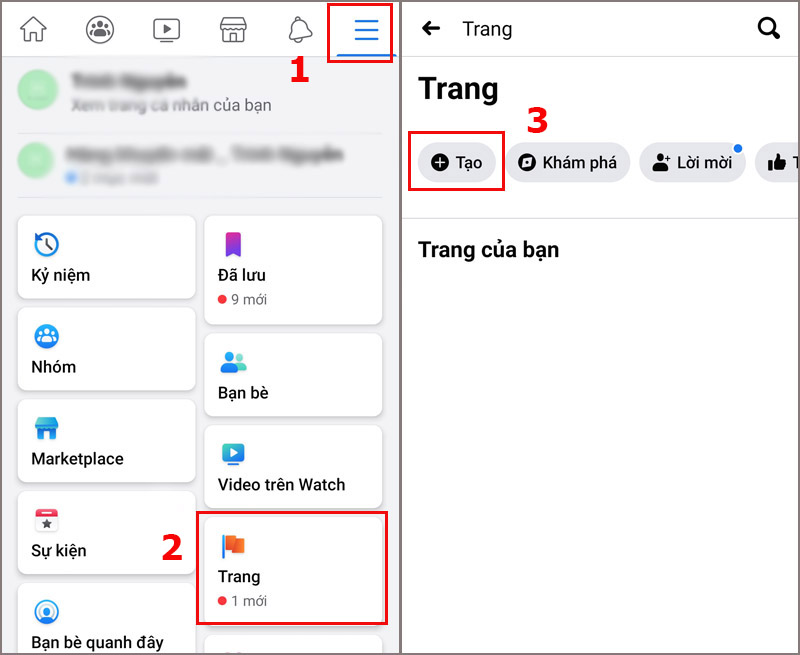 Hình: Hướng dẫn cách tạo page facebook bằng điện thoại Nguồn: Internet