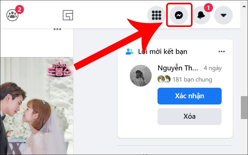 Chọn biểu tượng Messenger