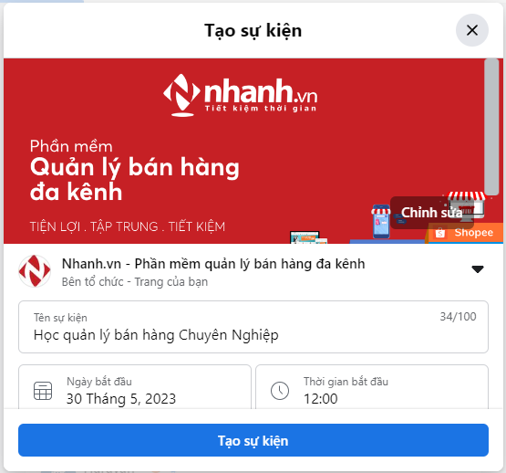 Cách tạo sự kiện trên Fanpage Facebook