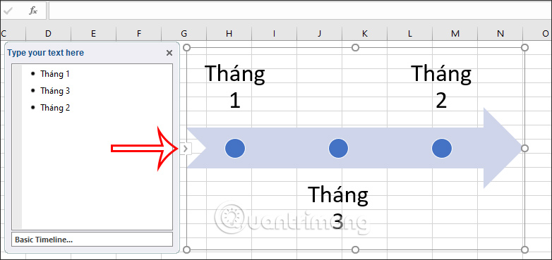 Thêm mốc thời gian Timeline Excel