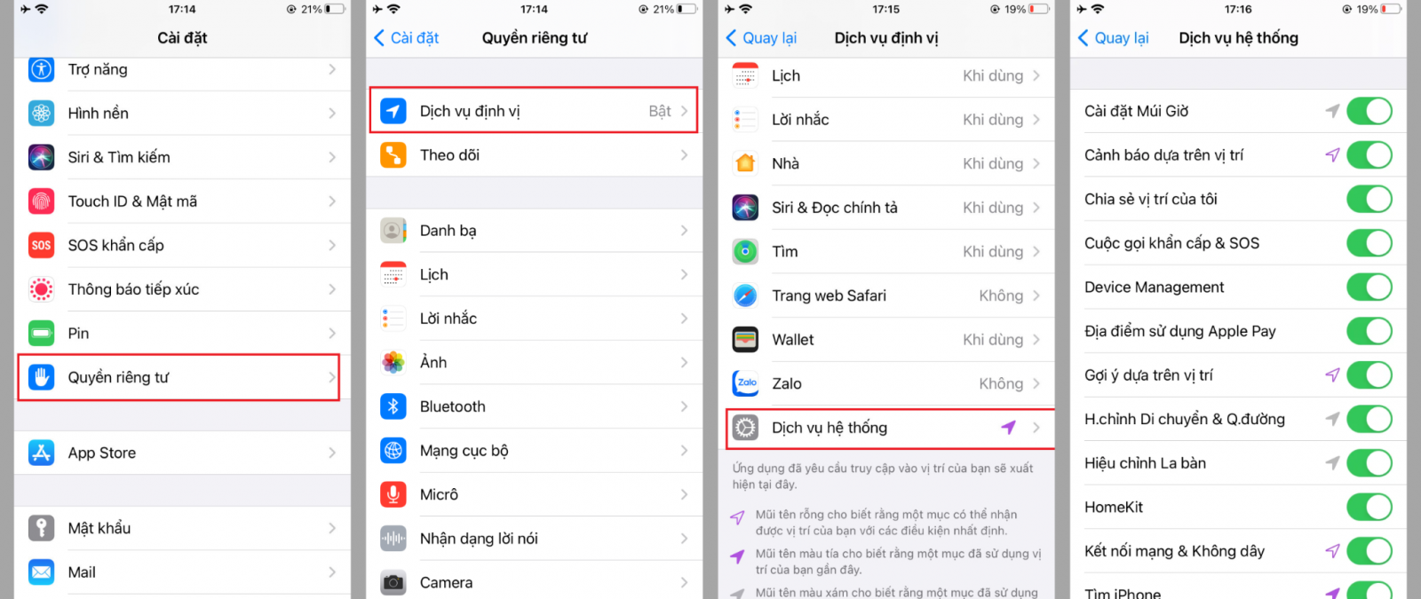 cách tắt định vị iPhone