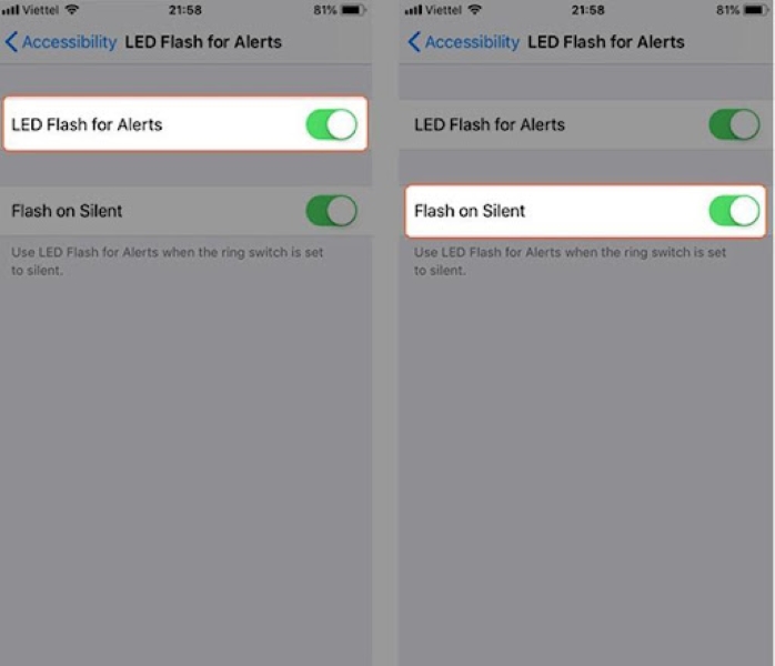 Bật đèn flash khi có thông báo cuộc gọi, tin nhắn trên iPhone