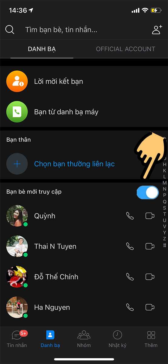 tắt tính năng Vừa mới truy cập