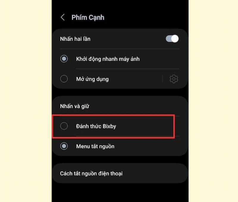 Cài đặt tắt nguồn điện thoại Samsung bằng Bixby voice