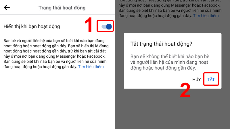 Gạt công tắc sang trái để tắc sau đó nhấn TẮT