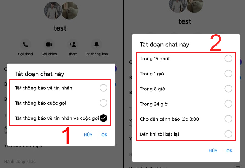 Lựa chọn tát thông báo tin nhắn hay cuộc gọi trên Messenger