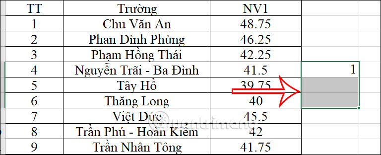 Thêm ô mới trong Excel