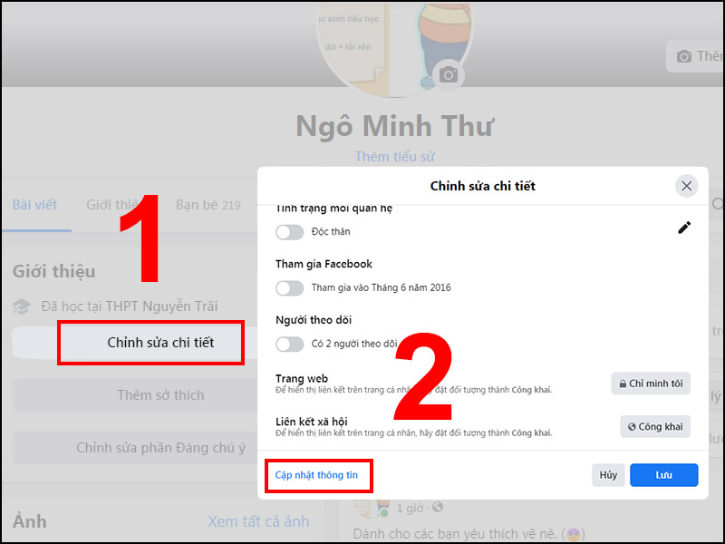 Bước 1: Vào trang Facebook cá nhân của bạn trên máy tính