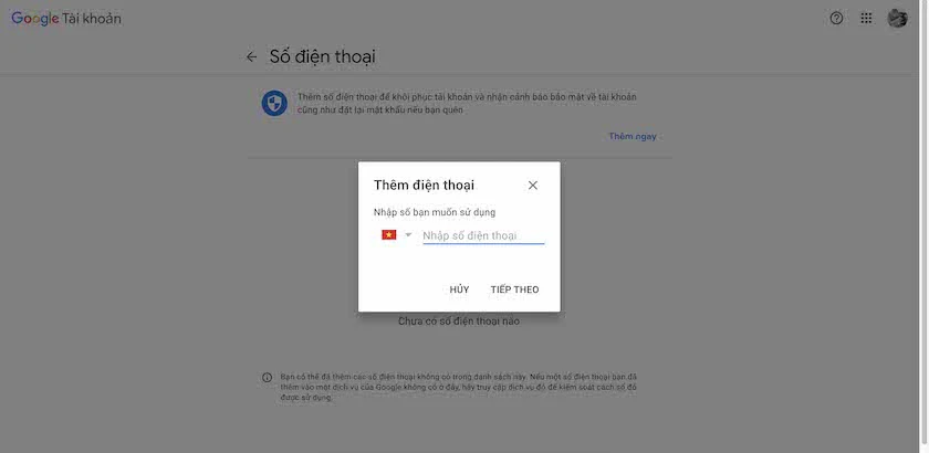 Hướng dẫn thêm số điện thoại vào Gmail