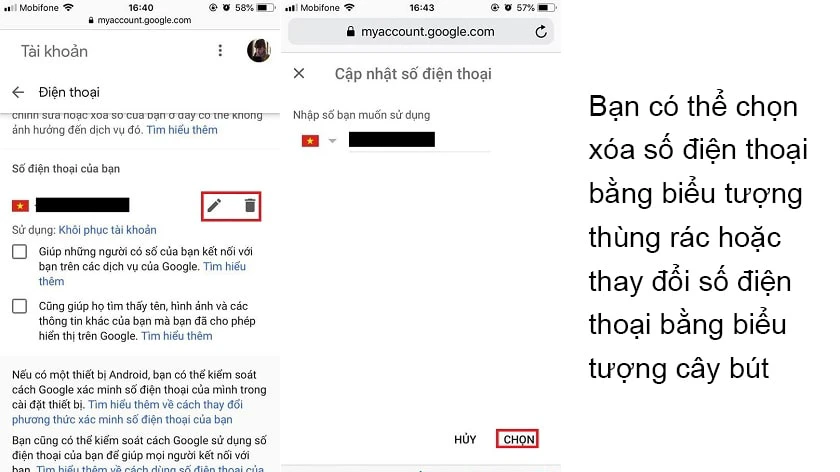 Cách thay đổi số điện thoại Gmail