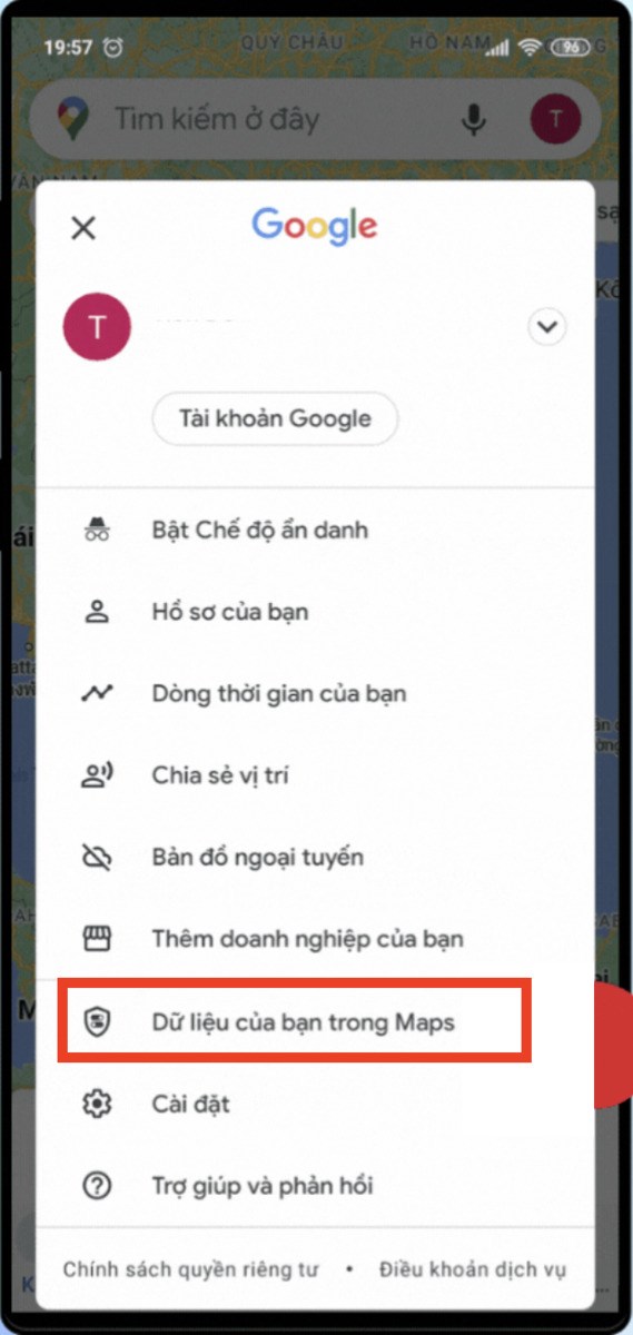 Chọn dữ liệu của bạn trong Maps