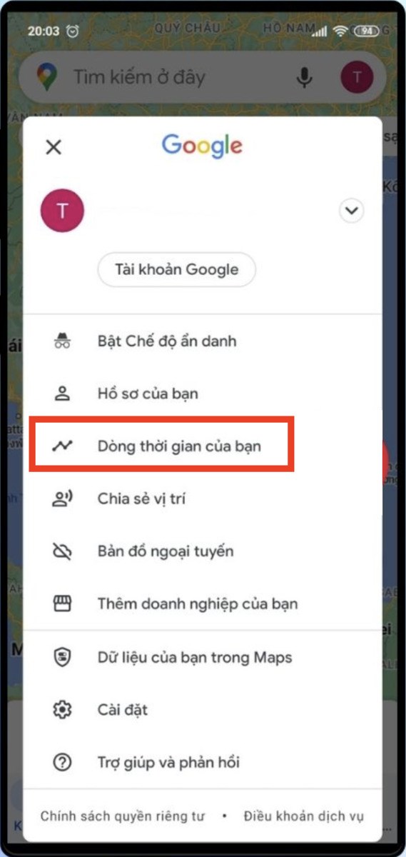 Truy cập dòng thời gian của bạn