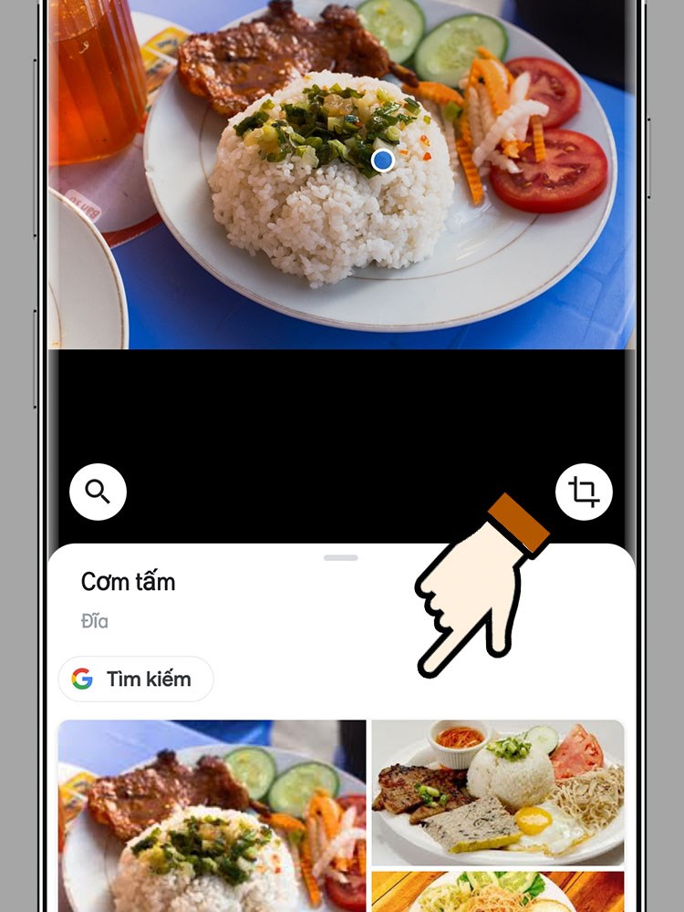 Chọn vào Tìm kiếm bằng Google ống kính