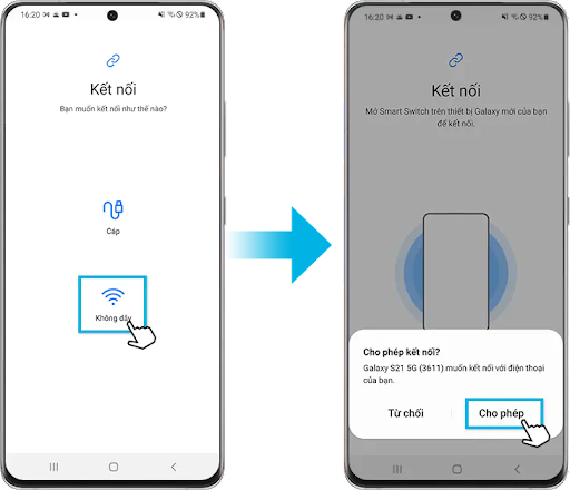 Chuyển dữ liệu từ Samsung sang Samsung không dây