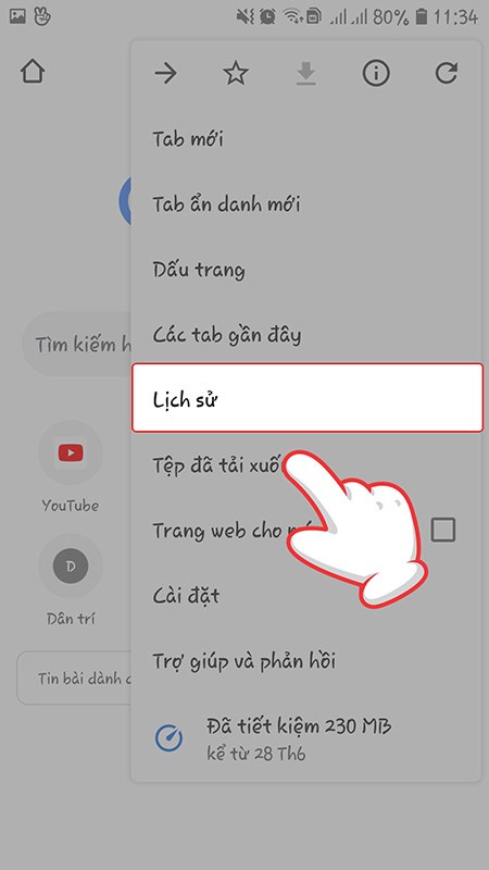 Cách xem, xóa lịch sử duyệt web trên Google Chrome trên điện thoại Adroid - 2