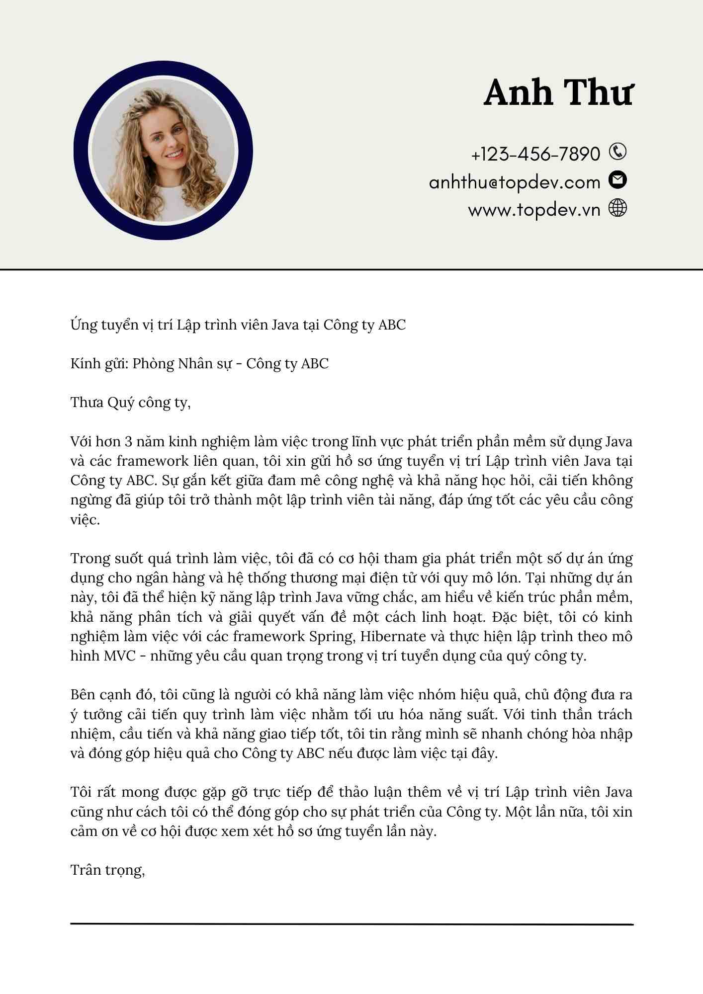 cách viết cover letter