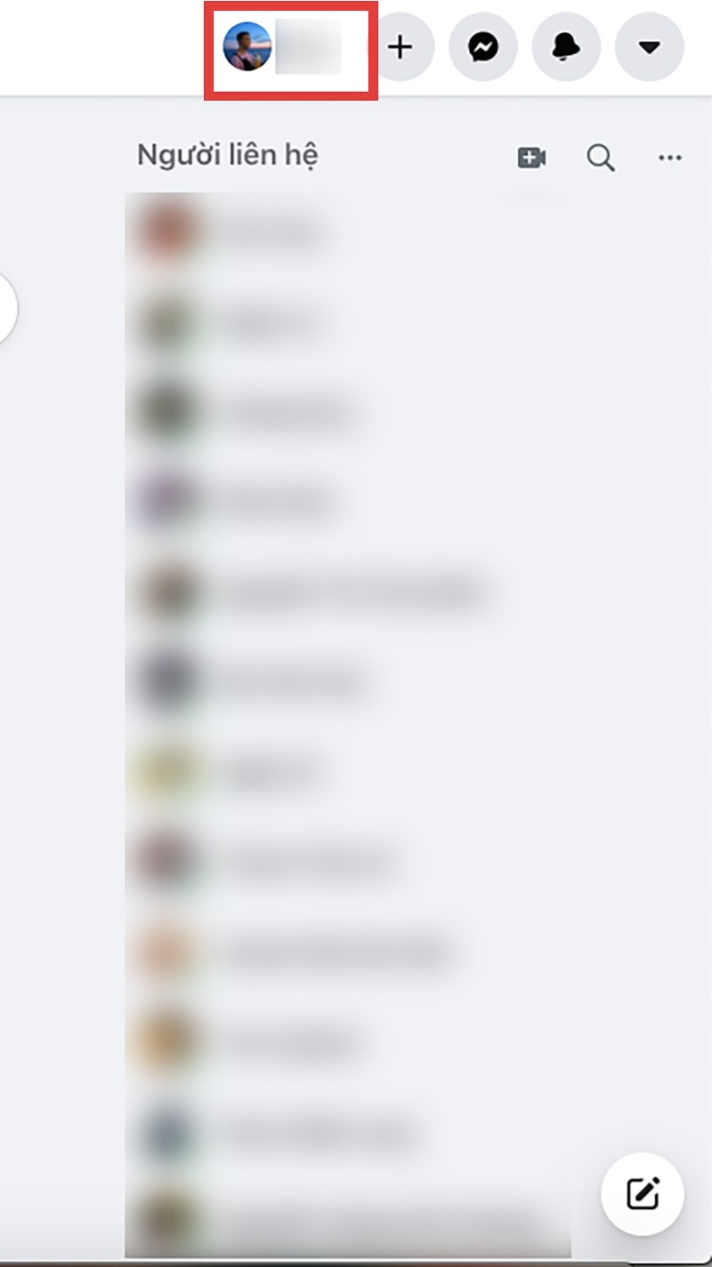 Mở Facebook trên máy tính, nhấn vào ảnh đại diện của bạn ở góc trên bên phải