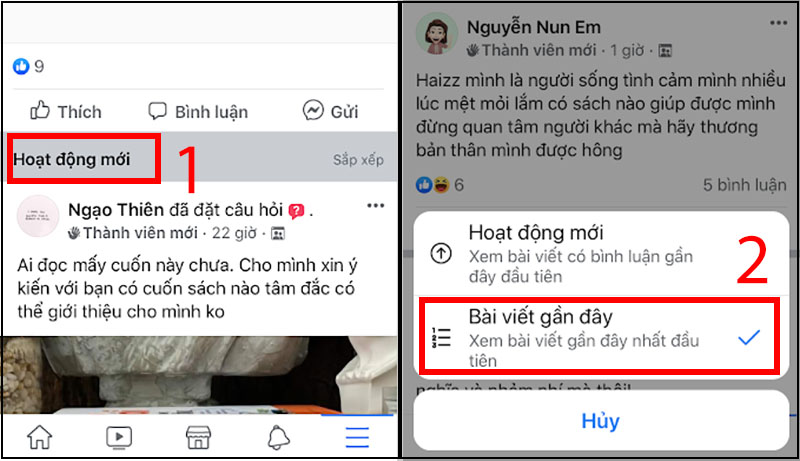 Chọn mục Bài viết gần đây