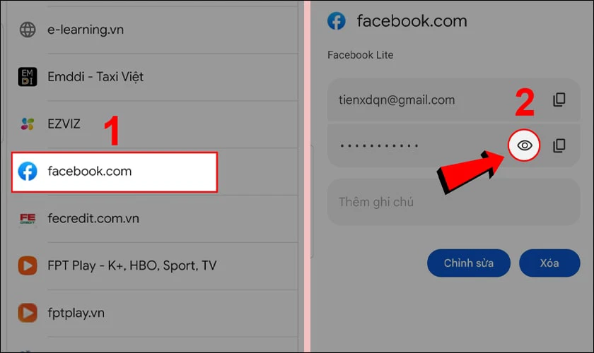 Tìm và chọn ứng dụng Facebook đã lưu trên Chrome