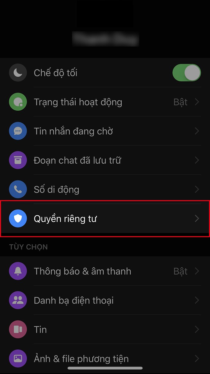 Mở ứng dụng Messenger, nhấn vào ảnh đại diện của bạn ở góc trên bên trái