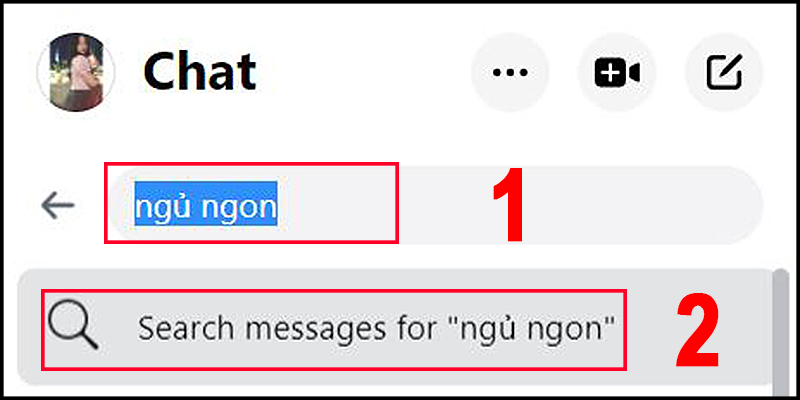 Nhập từ khoá tin nhắn cần tìm và chọn Search message for