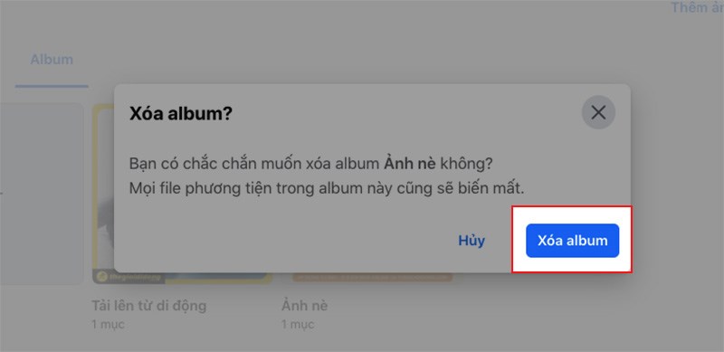 Chọn Xóa album