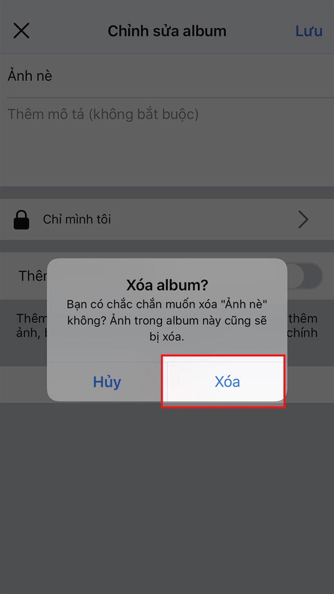 Chọn Xóa